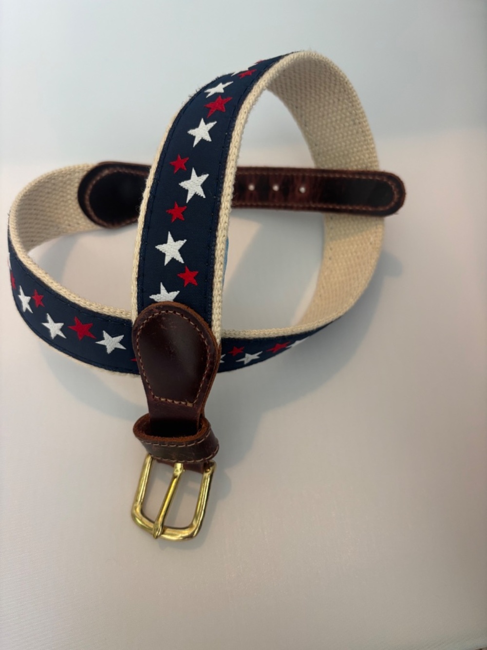 Bailey Boys Buddy Belt - Navy with Red and White Stars, 22"